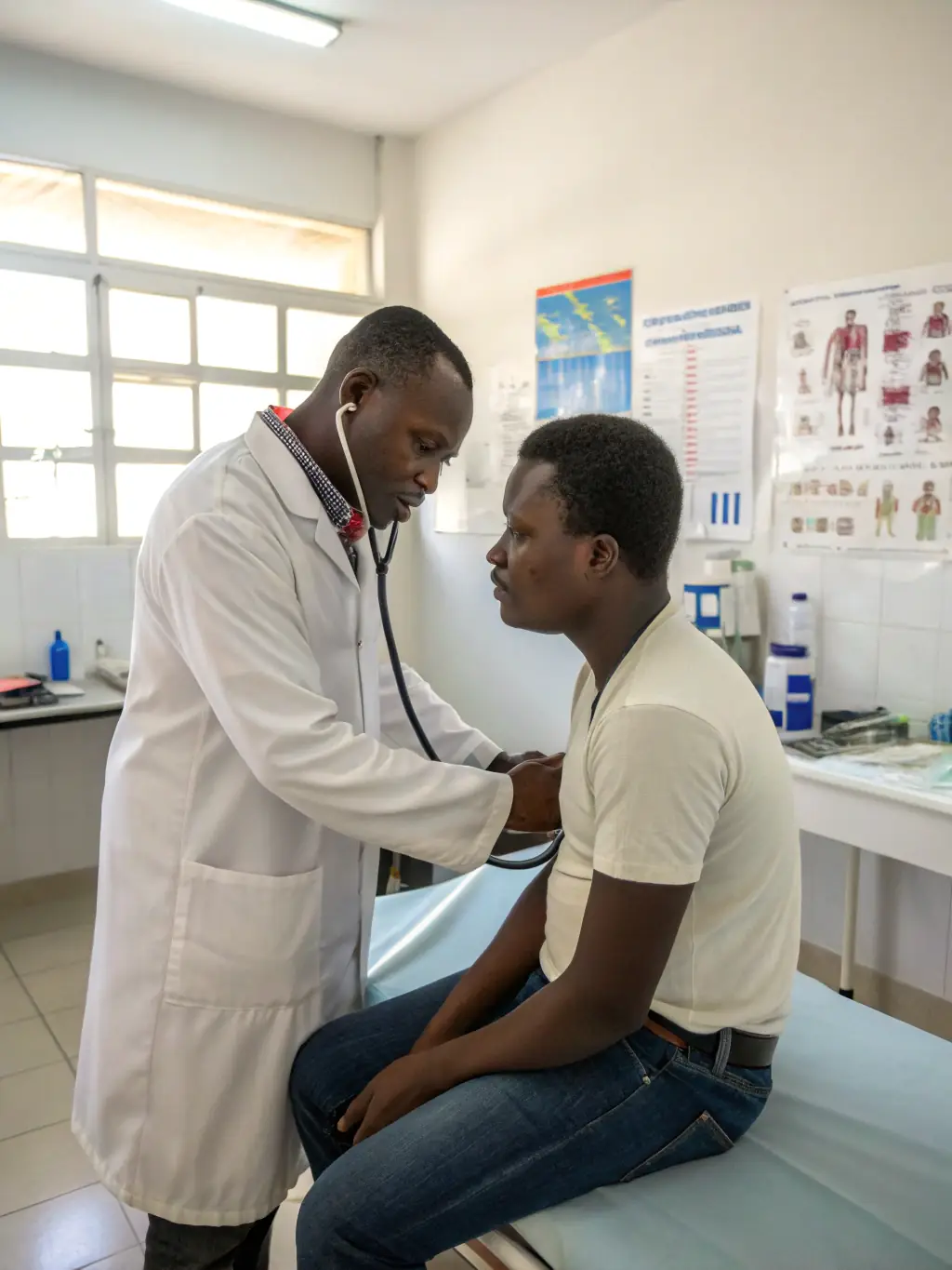 A doctor consulting with a patient in a brightly lit examination room, emphasizing the personalized care provided by UUCCMGBINC's primary care services.