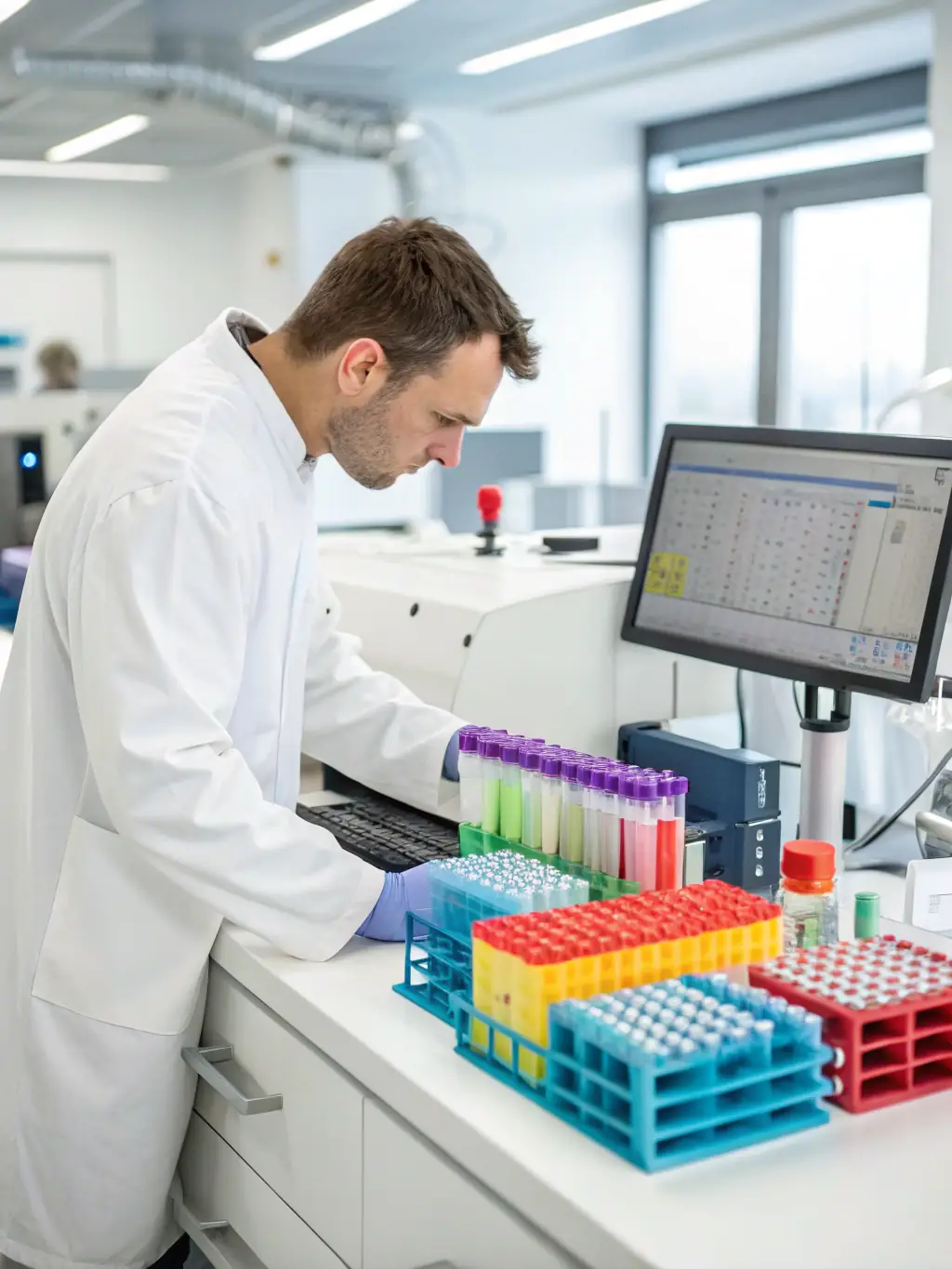 Researchers working in a lab with advanced equipment, showcasing UUCCMGBINC's dedication to advancing medical knowledge through research.